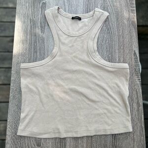 Dynamite Classic Racerback Ribbed Crop Tank Top - Size XL in Cream
